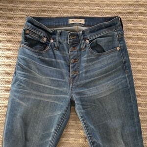 Madewell Cali Demi bootcut button front raw hem jeans